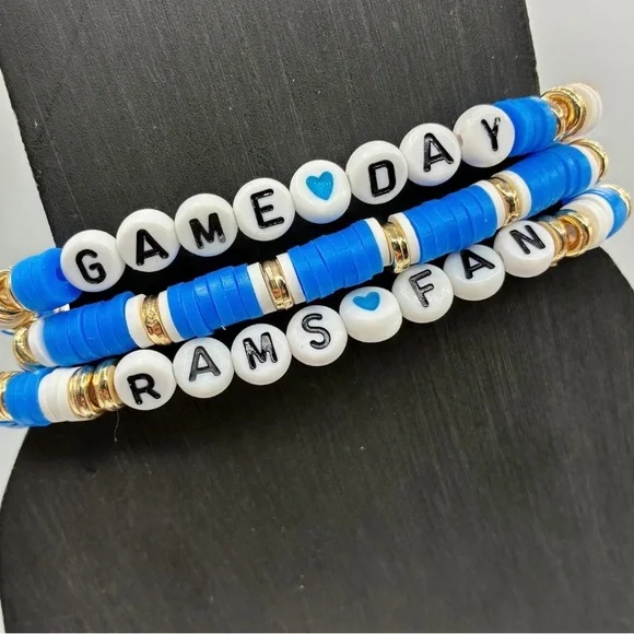 Rams Game Day Beaded Bracelet Set - Picture 2 of 3